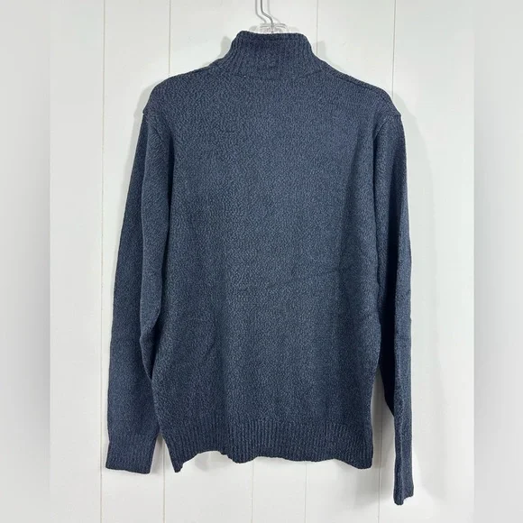 NWT Oscar De La Renta Mens Sz L Blue Preppy Academia 1/4 Zip Ribbed Knit Sweater - Picture 4 of 9